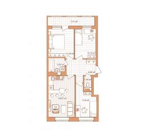 3-к квартира, строящийся дом, 64м2, 4/9 этаж