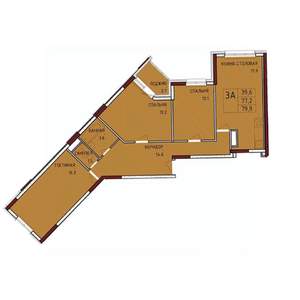 3-к квартира, строящийся дом, 80м2, 13/17 этаж