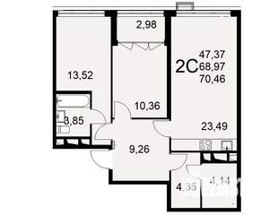 2-к квартира, строящийся дом, 70м2, 10/16 этаж