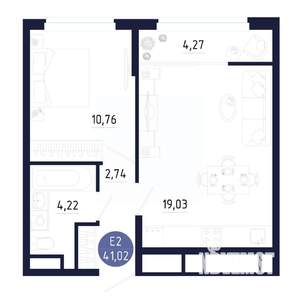 1-к квартира, вторичка, 41м2, 5/25 этаж