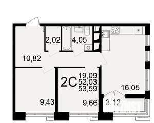 2-к квартира, вторичка, 54м2, 14/18 этаж