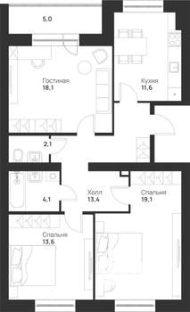 3-к квартира, вторичка, 87м2, 1/5 этаж