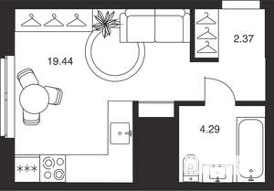 Студия квартира, вторичка, 26м2, 2/25 этаж
