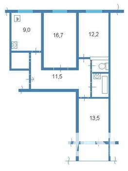 3-к квартира, вторичка, 59м2, 8/9 этаж