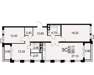 3-к квартира, строящийся дом, 96м2, 16/16 этаж