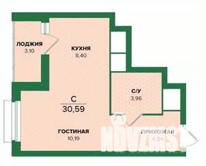 Студия квартира, строящийся дом, 31м2, 6/25 этаж