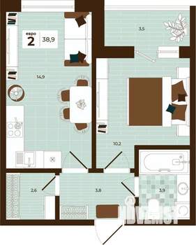 2-к квартира, вторичка, 39м2, 3/14 этаж