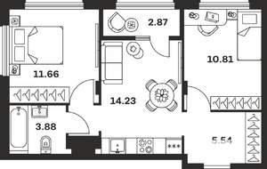 2-к квартира, вторичка, 49м2, 9/9 этаж