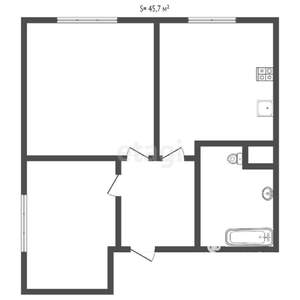 2-к квартира, вторичка, 54м2, 1/5 этаж