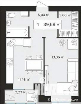 1-к квартира, вторичка, 40м2, 9/10 этаж