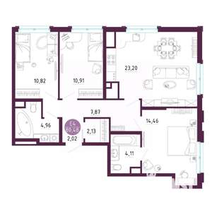 3-к квартира, вторичка, 80м2, 4/10 этаж