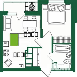 1-к квартира, строящийся дом, 36м2, 7/9 этаж