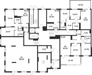 2-к квартира, вторичка, 65м2, 1/15 этаж