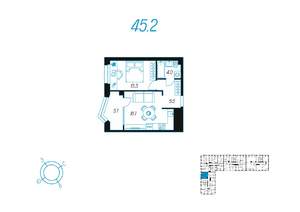 1-к квартира, вторичка, 45м2, 18/24 этаж