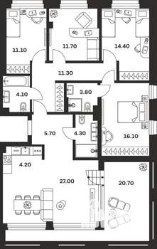 4-к квартира, вторичка, 134м2, 7/24 этаж