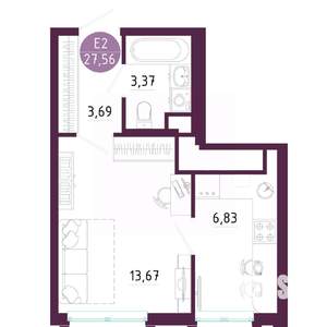 1-к квартира, вторичка, 28м2, 8/10 этаж