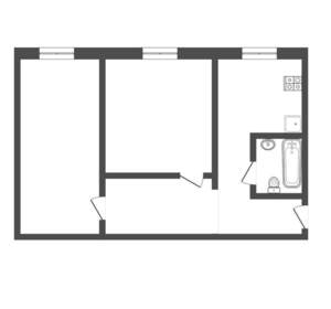 2-к квартира, вторичка, 46м2, 1/5 этаж