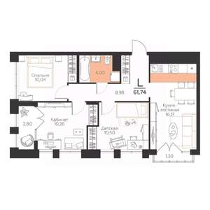 3-к квартира, вторичка, 62м2, 5/5 этаж