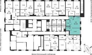 1-к квартира, вторичка, 46м2, 1/25 этаж