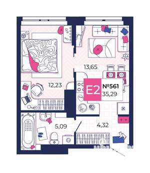 1-к квартира, вторичка, 35м2, 18/25 этаж
