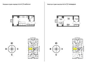 Студия квартира, сданный дом, 24м2, 17/17 этаж