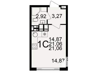 1-к квартира, строящийся дом, 21м2, 16/20 этаж