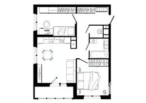 2-к квартира, строящийся дом, 60м2, 15/25 этаж