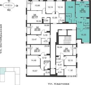 2-к квартира, вторичка, 74м2, 3/9 этаж