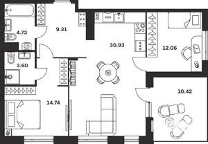 2-к квартира, вторичка, 86м2, 4/4 этаж