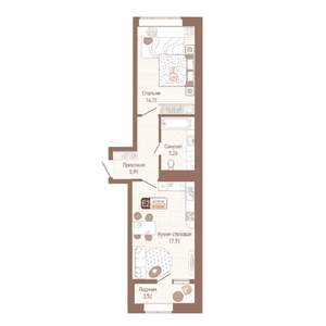 1-к квартира, вторичка, 47м2, 4/14 этаж