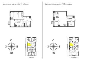 1-к квартира, сданный дом, 33м2, 13/17 этаж