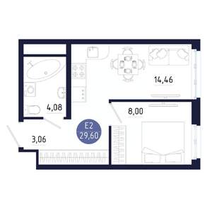 Студия квартира, строящийся дом, 30м2, 10/25 этаж