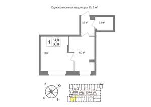 1-к квартира, вторичка, 31м2, 3/11 этаж