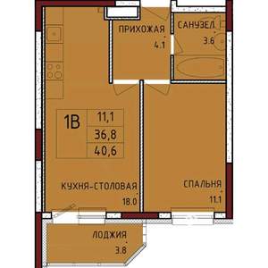 1-к квартира, строящийся дом, 41м2, 15/17 этаж