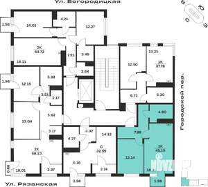 1-к квартира, вторичка, 45м2, 4/4 этаж