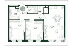 2-к квартира, вторичка, 66м2, 16/25 этаж