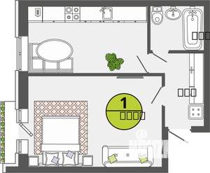 1-к квартира, вторичка, 40м2, 2/3 этаж