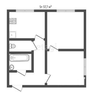 2-к квартира, вторичка, 38м2, 1/2 этаж