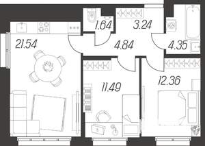 2-к квартира, вторичка, 59м2, 2/10 этаж