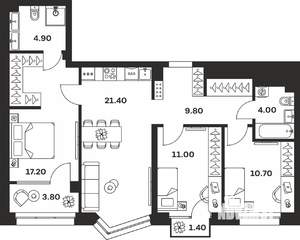 3-к квартира, вторичка, 84м2, 6/24 этаж