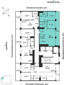 2-к квартира, вторичка, 106м2, 9/10 этаж