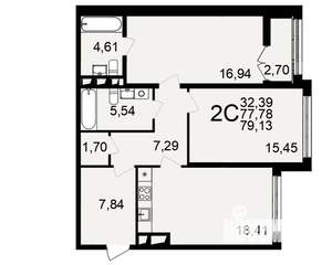 2-к квартира, вторичка, 79м2, 13/18 этаж