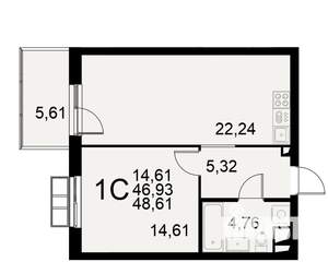 1-к квартира, вторичка, 47м2, 5/11 этаж