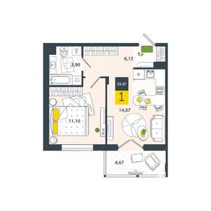 1-к квартира, вторичка, 40м2, 7/8 этаж