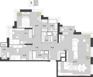 3-к квартира, вторичка, 138м2, 19/21 этаж
