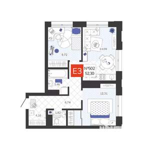 2-к квартира, вторичка, 52м2, 10/19 этаж