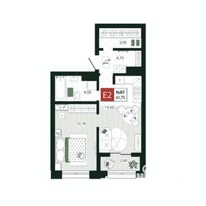 1-к квартира, вторичка, 42м2, 9/19 этаж