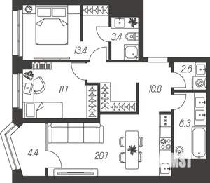 3-к квартира, строящийся дом, 73м2, 3/24 этаж