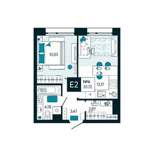 1-к квартира, вторичка, 34м2, 2/15 этаж