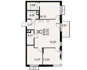 3-к квартира, строящийся дом, 93м2, 3/11 этаж
